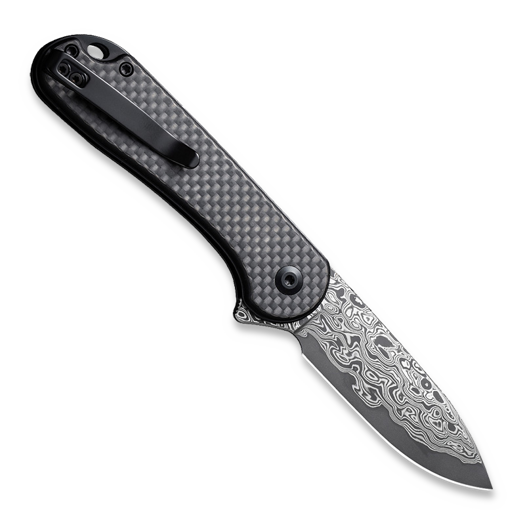 CIVIVI Button Lock Elementum II Damascus, Twill CF/Black G-10 C18062PB-DS1