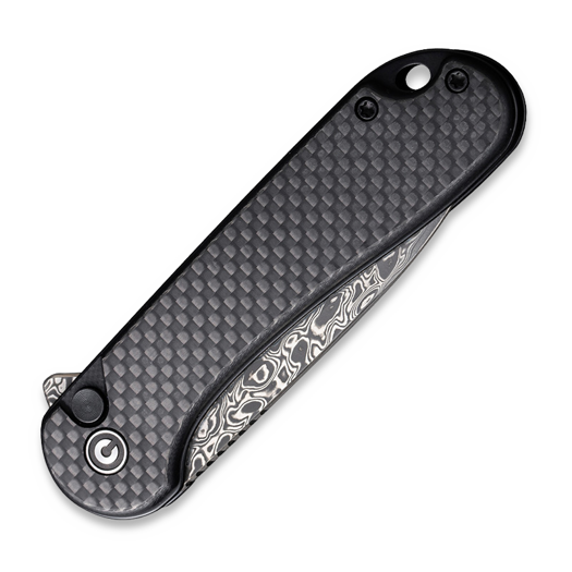 CIVIVI Button Lock Elementum II Damascus, Twill CF/Black G-10 C18062PB-DS1