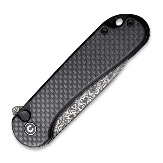 CIVIVI Button Lock Elementum II Damascus, Twill CF/Black G-10 C18062PB-DS1