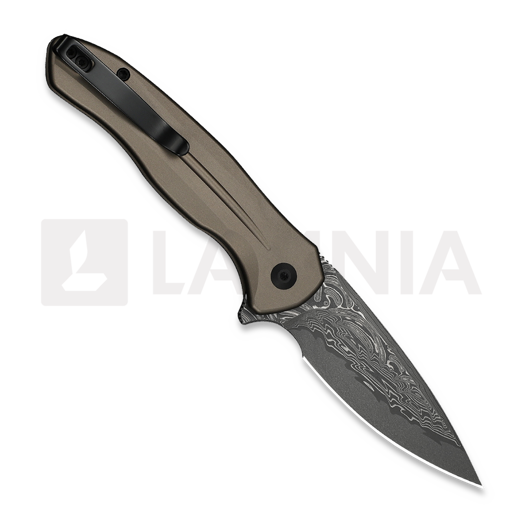 CIVIVI Button Lock Kitefin Damascus, Brownish Gray Aluminum C24091-DS1