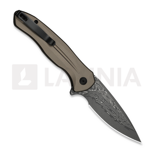 CIVIVI Button Lock Kitefin Damascus, Brownish Gray Aluminum C24091-DS1