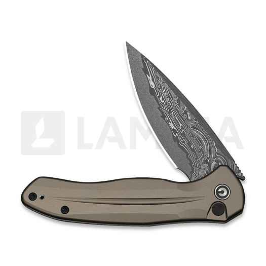 CIVIVI Button Lock Kitefin Damascus, Brownish Gray Aluminum C24091-DS1