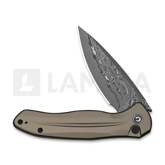 CIVIVI Button Lock Kitefin Damascus, Brownish Gray Aluminum C24091-DS1