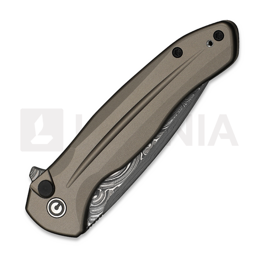 CIVIVI Button Lock Kitefin Damascus, Brownish Gray Aluminum C24091-DS1