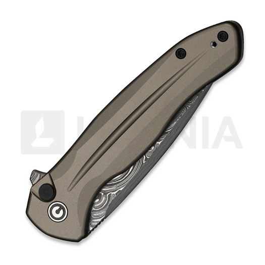 CIVIVI Button Lock Kitefin Damascus, Brownish Gray Aluminum C24091-DS1
