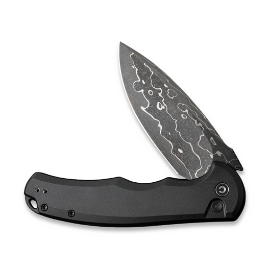 CIVIVI Button Lock Praxis Damascus, Black Aluminum C18026E-DS1
