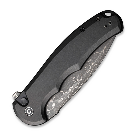 CIVIVI Button Lock Praxis Damascus, Black Aluminum C18026E-DS1
