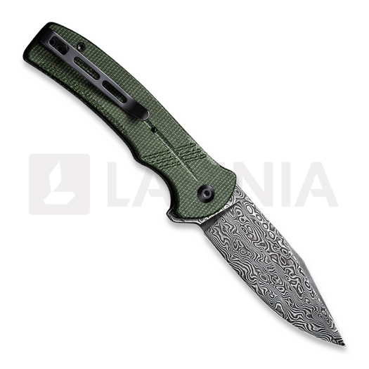 CIVIVI Cogent Damascus sulankstomas peilis, green micarta C20038D-DS1