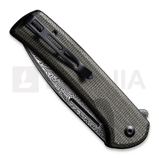 CIVIVI Conspirator Damascus sulankstomas peilis, dark green micarta C21006-DS1