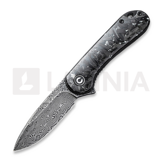 CIVIVI Elementum Damascus fällkniv, shredded carbon fiber/silver C907C-DS2