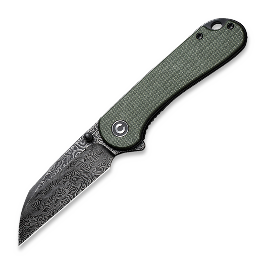 CIVIVI Elementum Wharncliffe Damascus, Green Canvas Micarta C18062AF-DS1