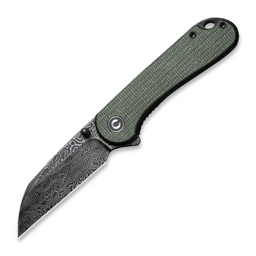 CIVIVI Elementum Wharncliffe Damascus, Green Canvas Micarta C18062AF-DS1