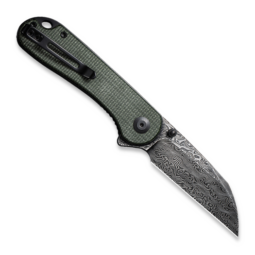 CIVIVI Elementum Wharncliffe Damascus, Green Canvas Micarta C18062AF-DS1