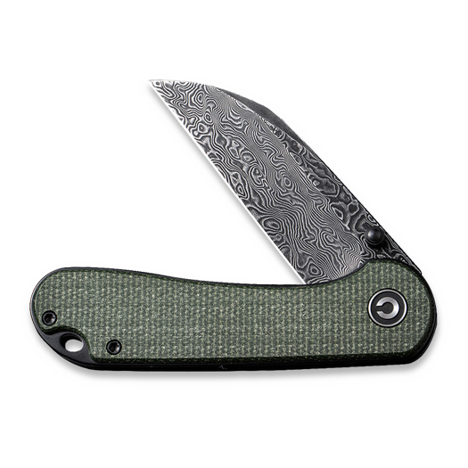CIVIVI Elementum Wharncliffe Damascus, Green Canvas Micarta C18062AF-DS1