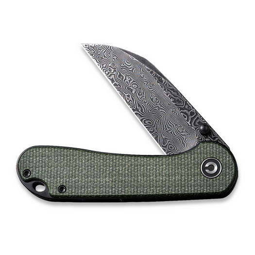 CIVIVI Elementum Wharncliffe Damascus, Green Canvas Micarta C18062AF-DS1