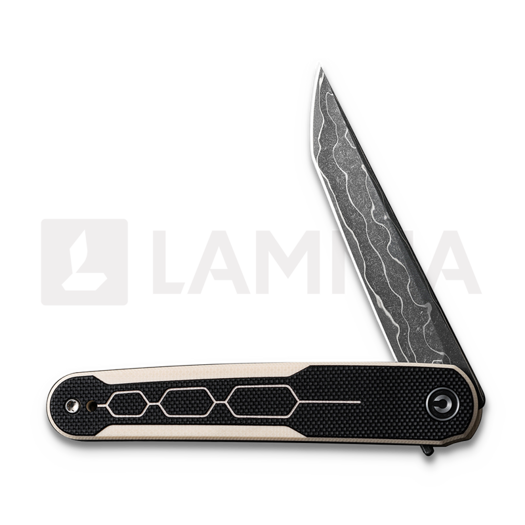 CIVIVI KwaiQ Damascus, Milled Ivory/Black G10, B-Stock C23015-DS1-BSA