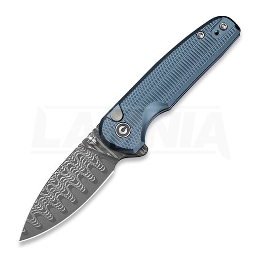 CIVIVI Mini Shakan Damascus foldekniv, Ripple Pattern Blue Aluminum C20052F-DS1