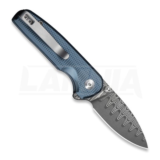CIVIVI Mini Shakan Damascus foldekniv, Ripple Pattern Blue Aluminum C20052F-DS1