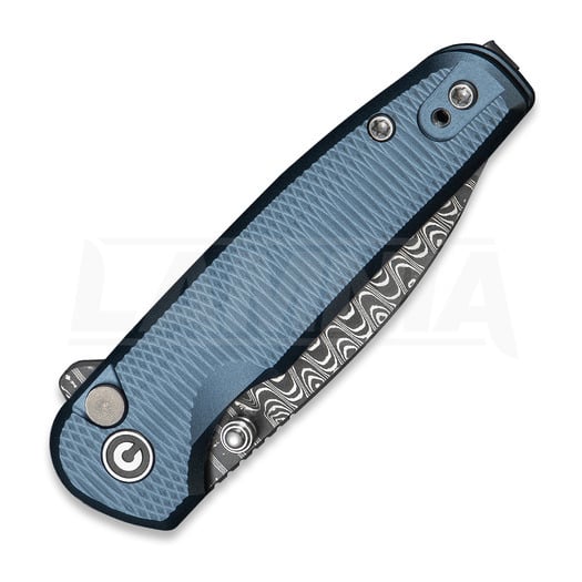 CIVIVI Mini Shakan Damascus foldekniv, Ripple Pattern Blue Aluminum C20052F-DS1
