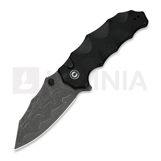 CIVIVI Natterjack Damascus folding knife, Milled Black G-10 C24028-DS1