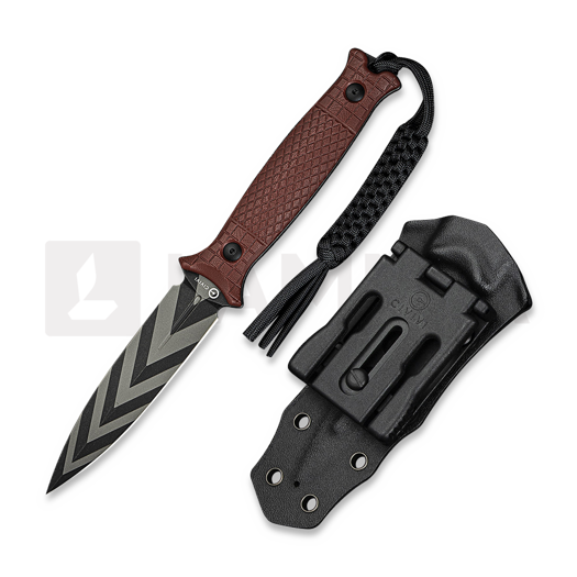 CIVIVI Pefrico, Milled Burgundy G-10, Black/Gray Stripes C23026-3