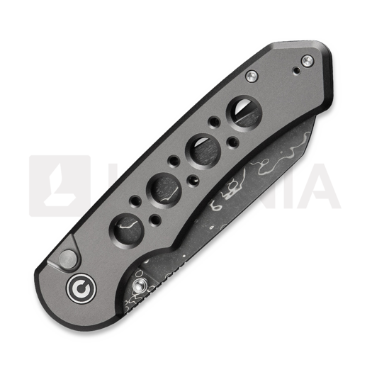 CIVIVI Pragma Prime Damascus sulankstomas peilis, Gray Aluminum C24067-DS1