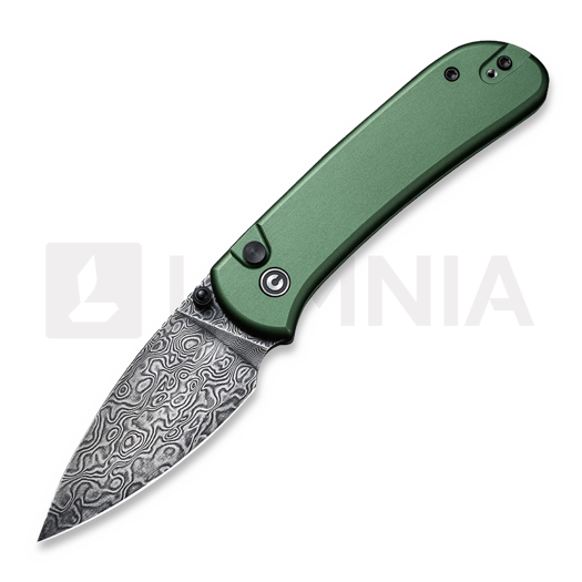 CIVIVI Qubit, Green Aluminium, Black Hand Rubbed Damascus C22030E-DS1
