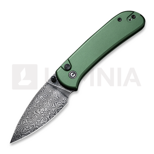 CIVIVI Qubit, Green Aluminium, Black Hand Rubbed Damascus C22030E-DS1
