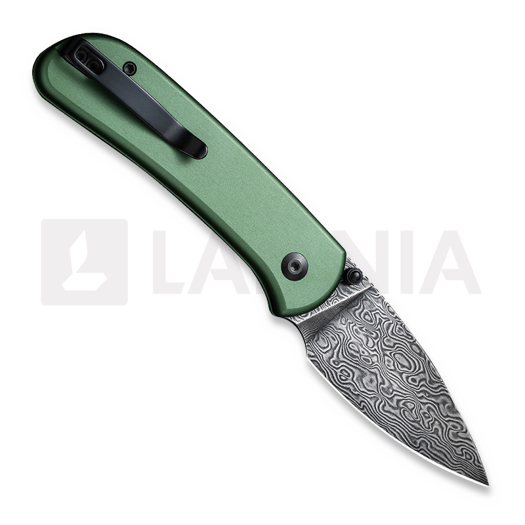 CIVIVI Qubit, Green Aluminium, Black Hand Rubbed Damascus C22030E-DS1