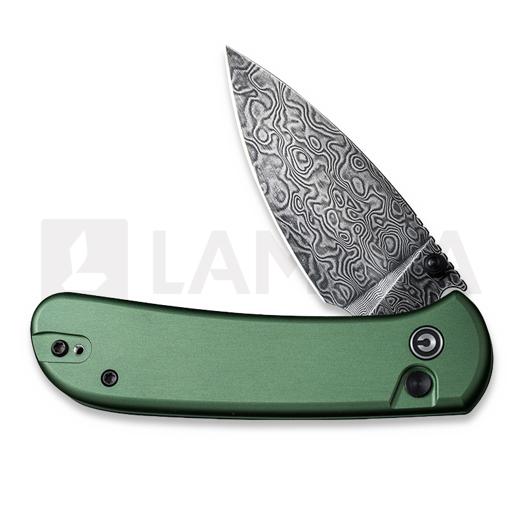 CIVIVI Qubit, Green Aluminium, Black Hand Rubbed Damascus C22030E-DS1