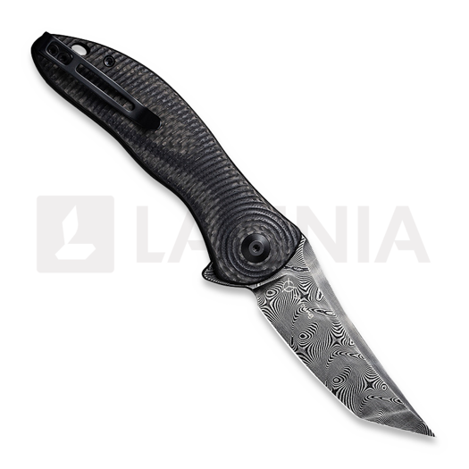 CIVIVI Synergy3 Damascus sulankstomas peilis, tanto, carbon fiber C20075B-DS1