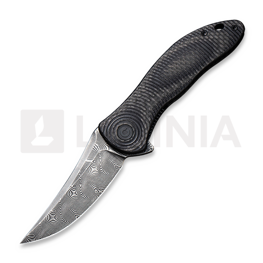 CIVIVI Synergy3 Damascus foldekniv, trailing point, carbon fiber C20075A-DS1