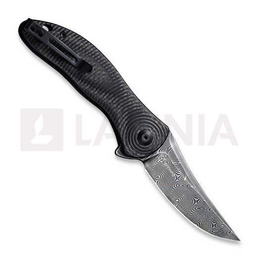 CIVIVI Synergy3 Damascus sulankstomas peilis, trailing point, carbon fiber C20075A-DS1