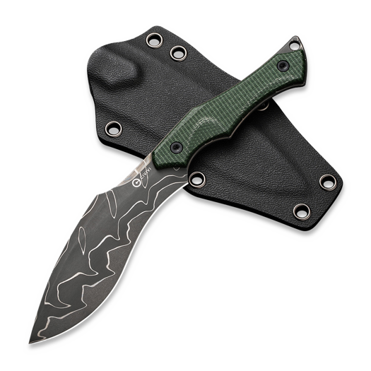 CIVIVI Vaquita II Damascus, Green Canvas Micarta C047C-DS2