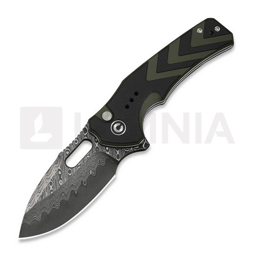 CIVIVI Vexron Damascus 접이식 나이프, Milled Black & Green G-10 C24066-DS1