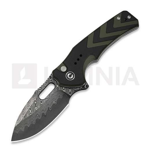 CIVIVI Vexron Damascus folding knife, Milled Black & Green G-10 C24066-DS1