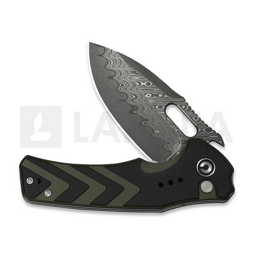 CIVIVI Vexron Damascus sulankstomas peilis, Milled Black & Green G-10 C24066-DS1