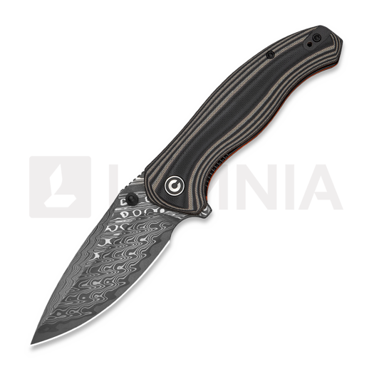 CIVIVI Vyrent Damascus folding knife, Black/Tan/Orange G-10 C25037B-DS1
