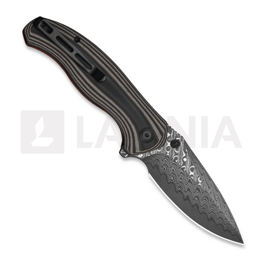 CIVIVI Vyrent Damascus folding knife, Black/Tan/Orange G-10 C25037B-DS1