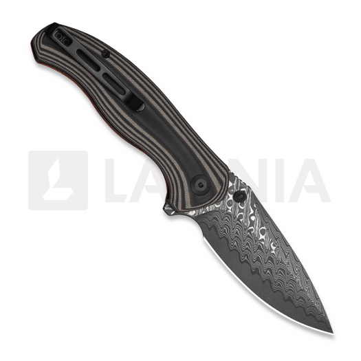 CIVIVI Vyrent Damascus folding knife, Black/Tan/Orange G-10 C25037B-DS1