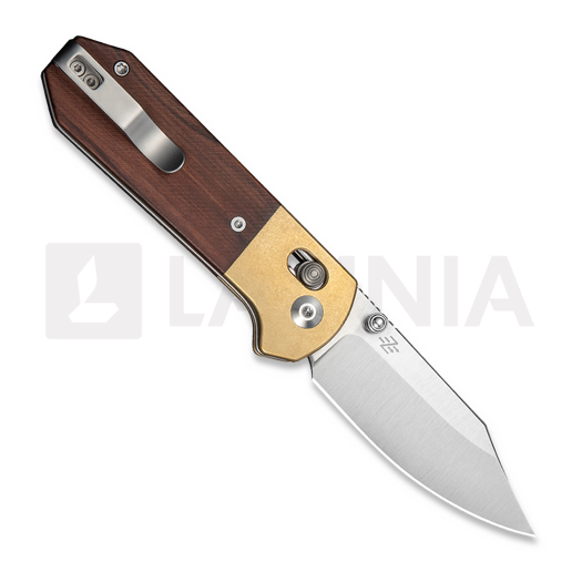 CIVIVI Yonder Clip Point, Guibourtia & Stonewash Brass, Satin C25026-1