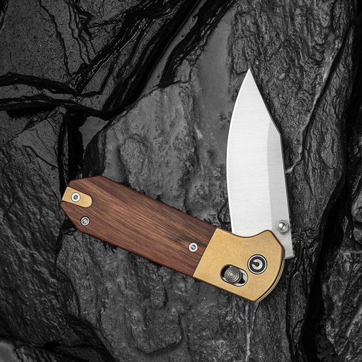 CIVIVI Yonder Clip Point, Guibourtia & Stonewash Brass, Satin C25026-1
