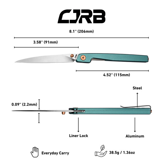 Coltello pieghevole CJRB Lanky, blu