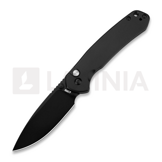 มีดพับ CJRB Pyrite Button Lock Black Black Blade