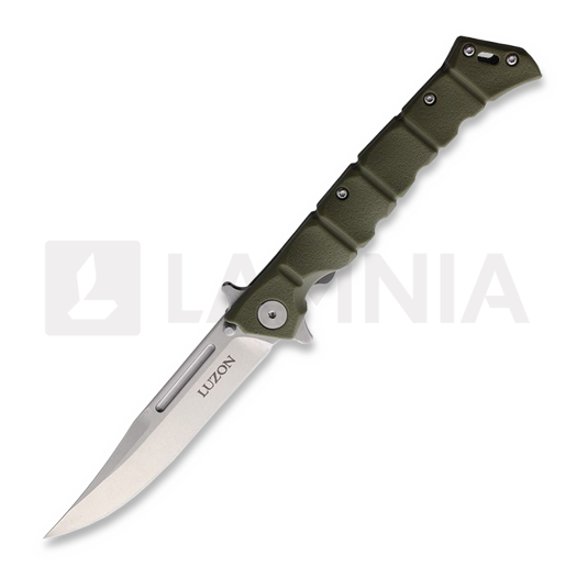 Cold Steel Medium Luzon Stonewashed 접이식 나이프, 올리브색 CS20NQLODSW