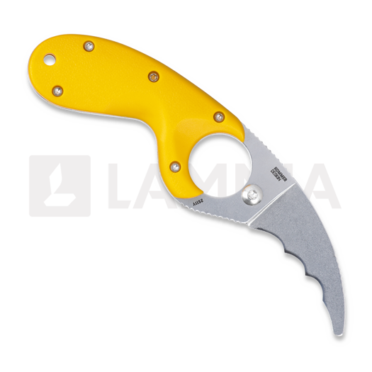 CRKT Bear Claw knife, combo edge, yellow