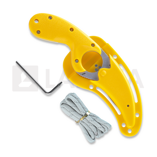 CRKT Bear Claw veitsi, combo terä, keltainen