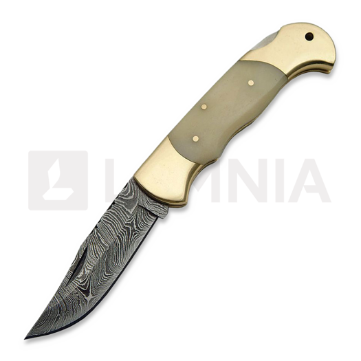 Damascus Lockback Bone fällkniv