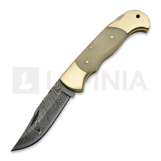 Damascus Lockback Bone 접이식 나이프