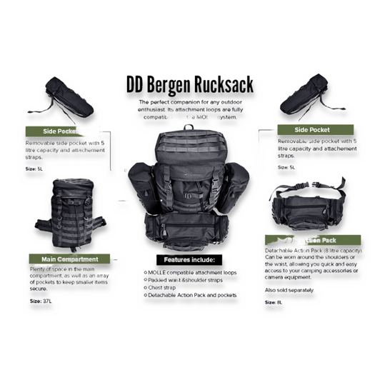 DD Hammocks Bergen kuprinė, juoda